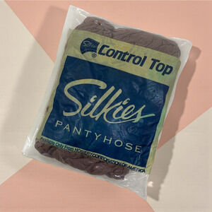 Vtg New SILKIES Pantyhose Control Top Sz Queen-Mocha-753/122 Hosiery Corporation